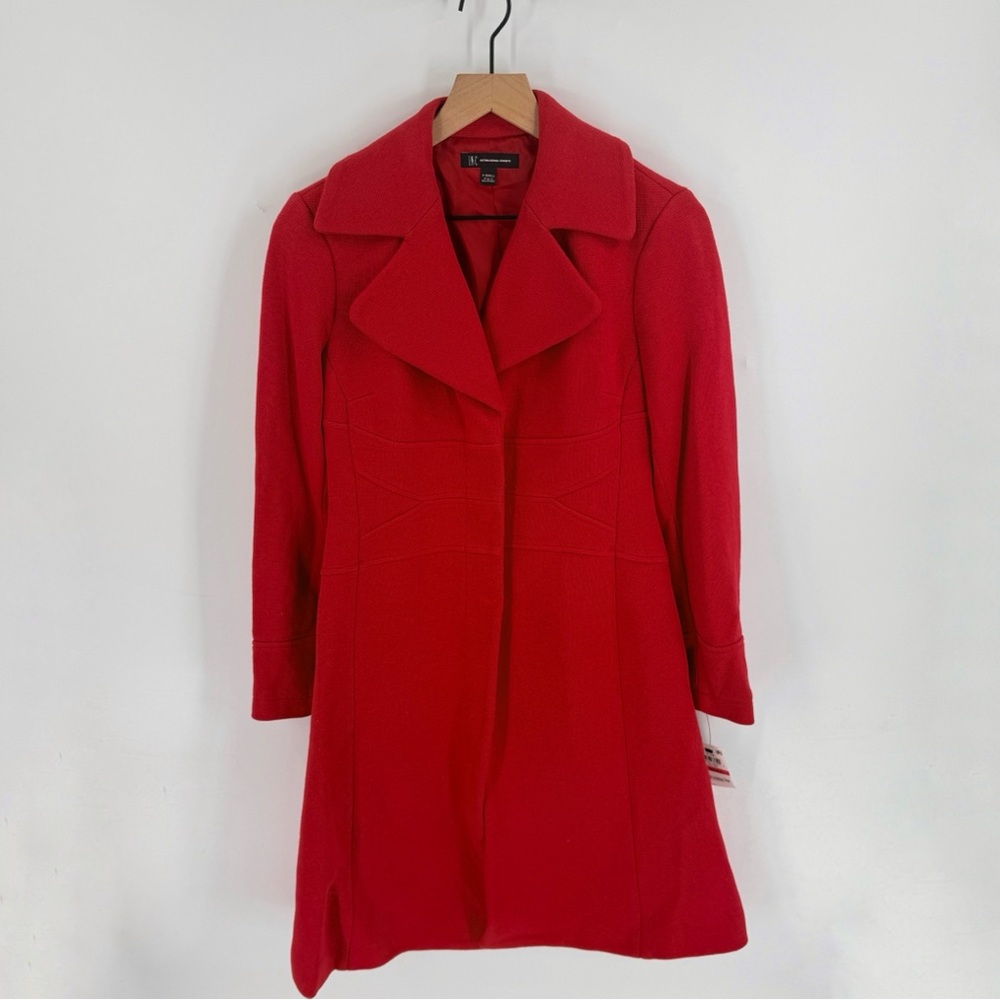 CLEARANCE INC International‎ Concepts Red Midi Coat XS NWT Tailored Classic